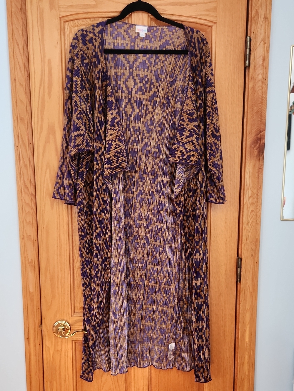 LuLaRoe Purple and Tan Open-Front Long Sleeve Duster